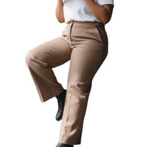 Escada Virgin & Angora Wool Wide-Leg Pants Caramel Romania Women Size 44 /US 14